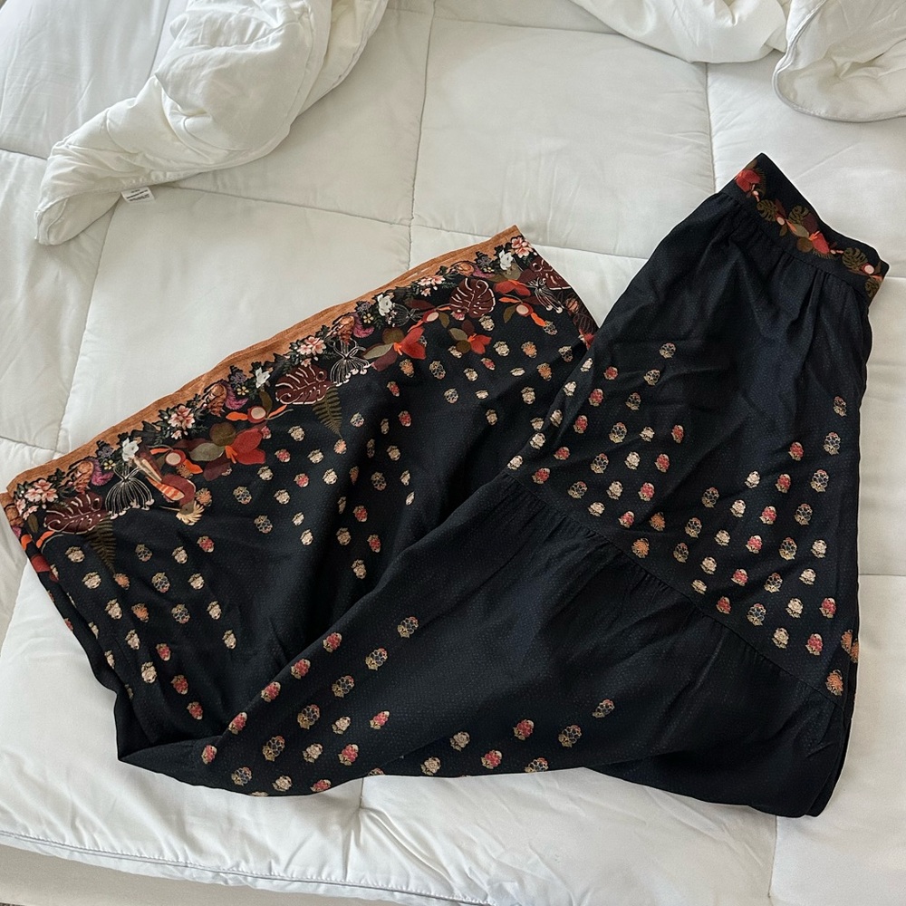 Ranna Gill Black wide leg pants with Orange and Red Floral Design - Picture 2 of 6